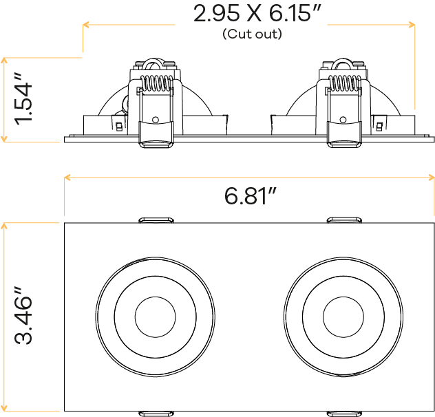 3" double head multiple floating gimbal Black
