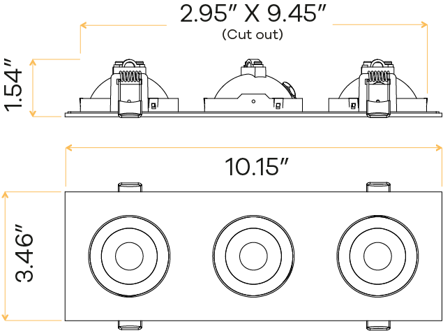 3" Triple head multiple floating gimbal Black