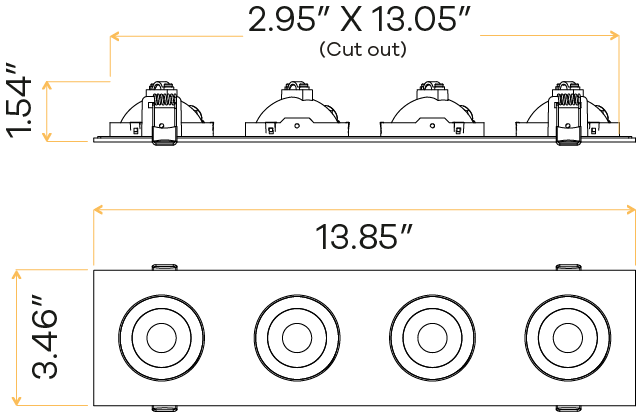 3" Four head multiple floating gimbal White