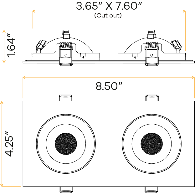 3.5" double head multiple floating gimbal White