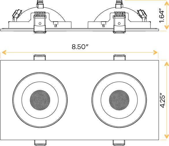 3.5" double head multiple floating gimbal White
