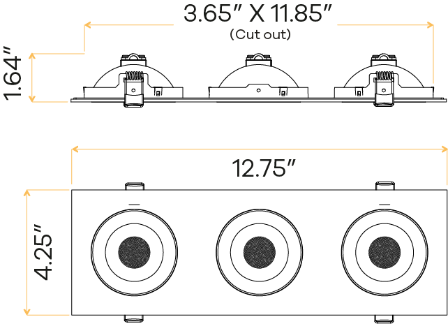 3.5" Triple head multiple floating gimbal White