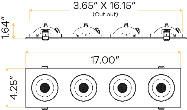 3.5" Four head multiple floating gimbal Black