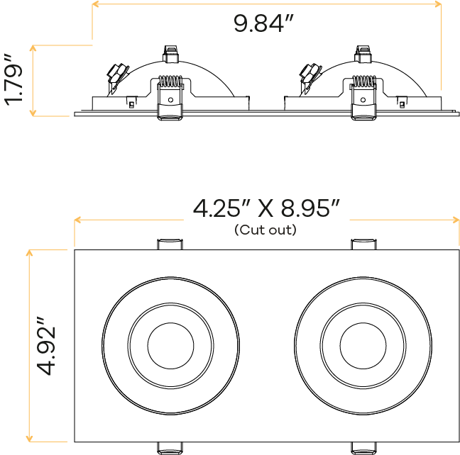 4" double head multiple floating gimbal White