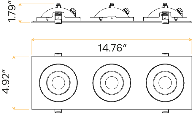 4" Triple head multiple floating gimbal White