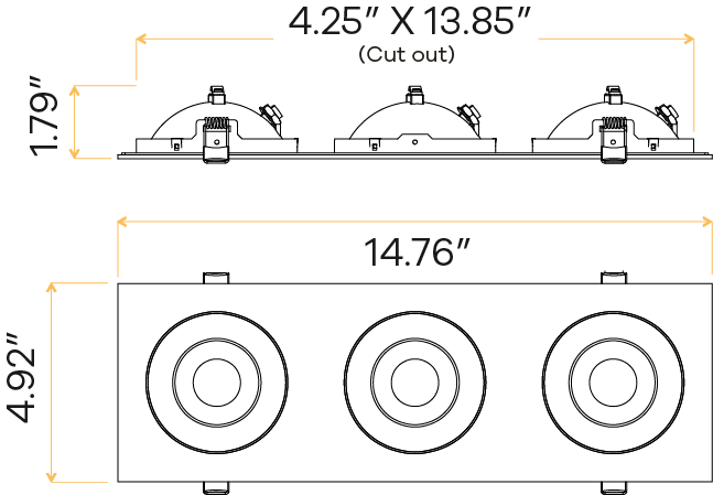 4" Triple head multiple floating gimbal White