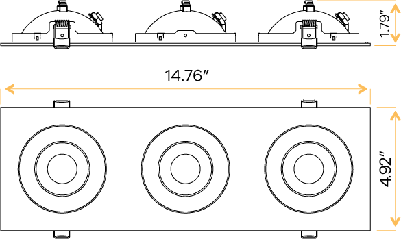 4" Triple head multiple floating gimbal White