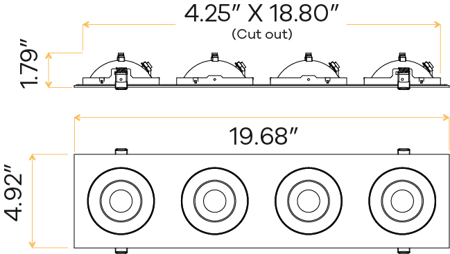 4" Four head multiple floating gimbal White