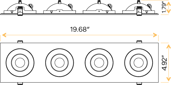 4" Four head multiple floating gimbal White
