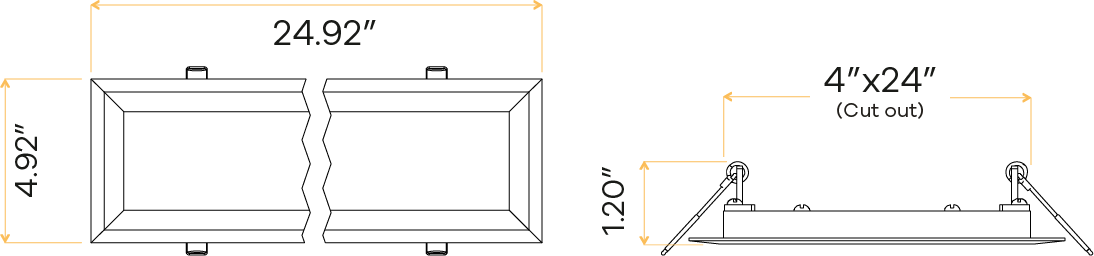 4″X2′ Rectangular Flushed Slim