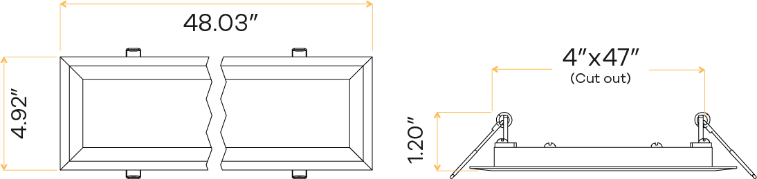 4″X4′ Rectangular Flushed Slim