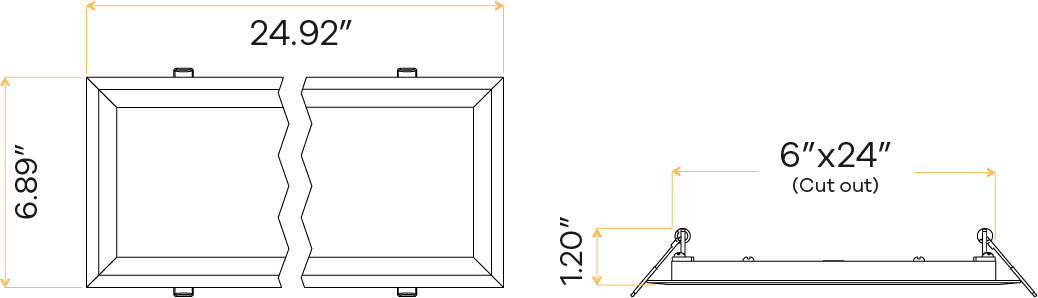 6″X2′ Rectangular Flushed Slim
