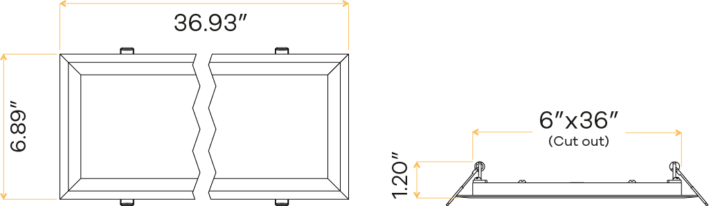 6″X3′ Rectangular Flushed Slim