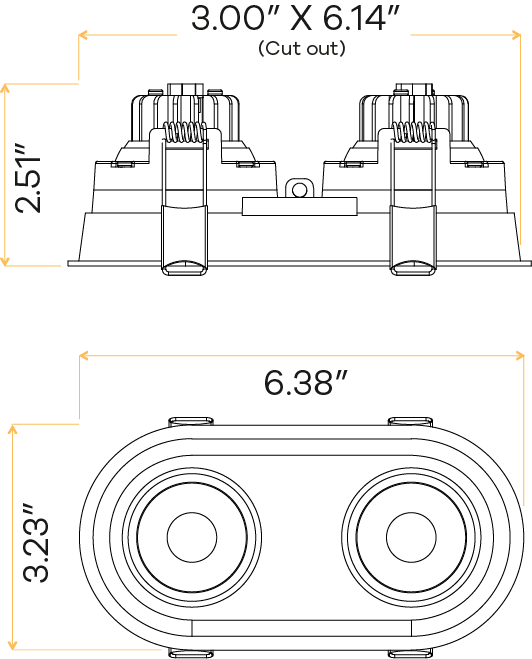 3" Oval Double Head Regress Gimbal Black