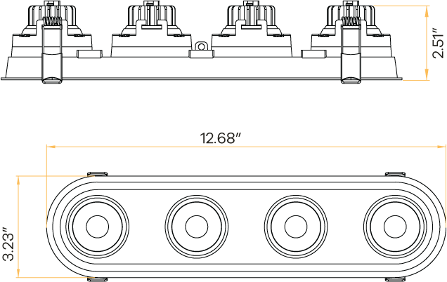 3" Oval Four Head Regress Gimbal Black