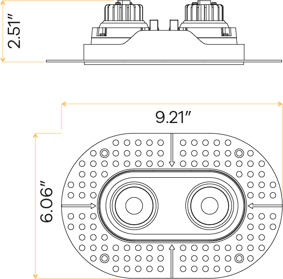 3" Oval Double Head Regress Gimbal Trimless White