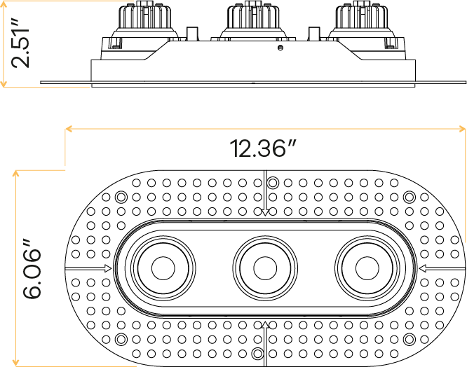 3" Oval Triple Head Regress Gimbal Trimless White