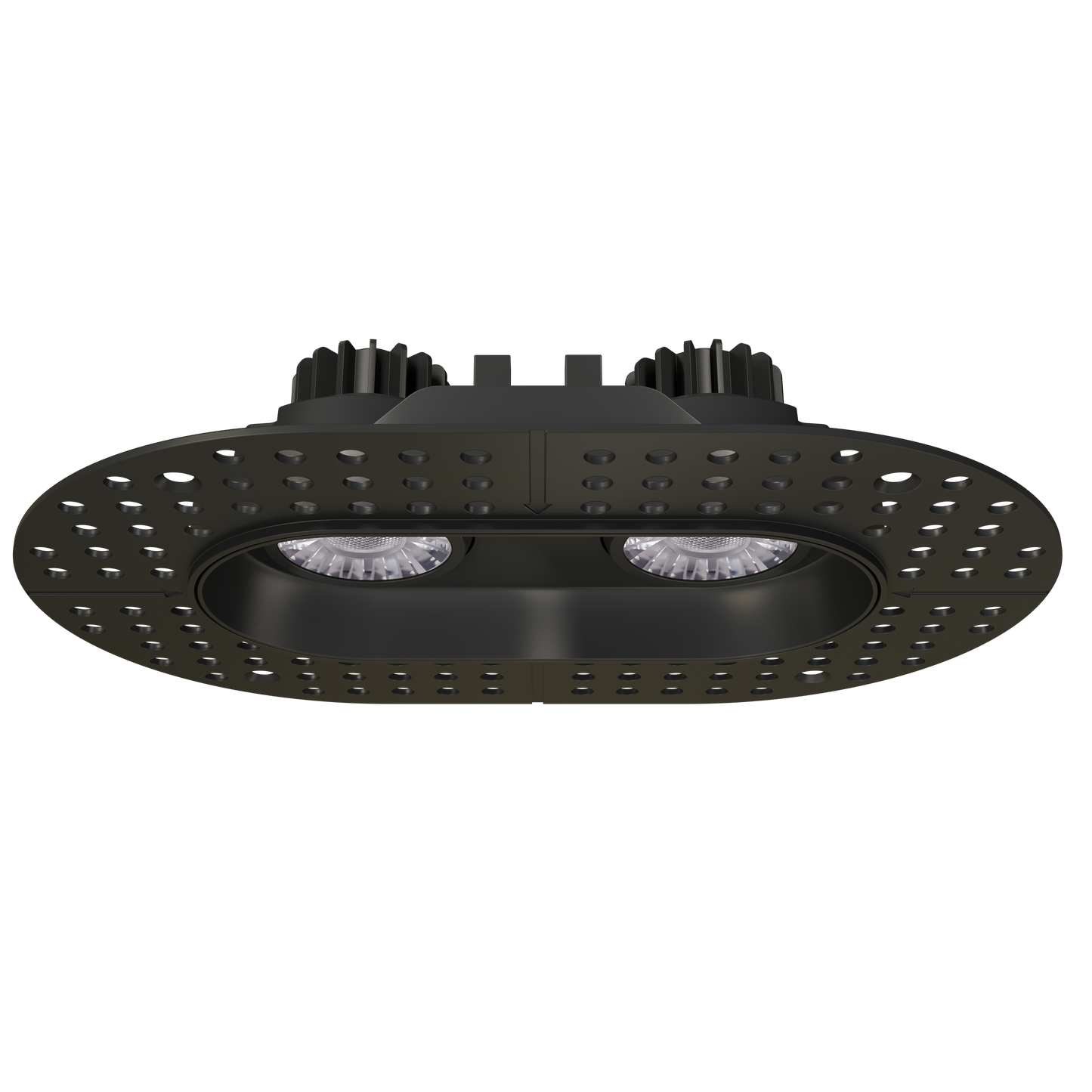3" Oval Double Head Regress Gimbal Trimless Black