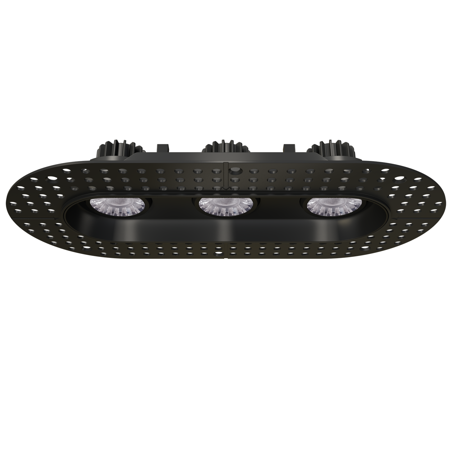 3" Oval Triple Head Regress Gimbal Trimless Black