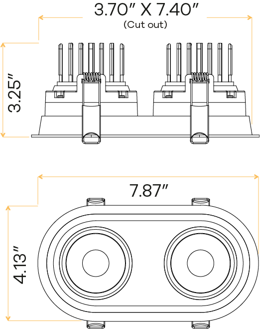 3.5" Oval Double Head Regress Gimbal White