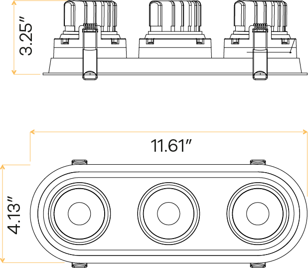 3.5" Oval Triple Head Regress Gimbal White