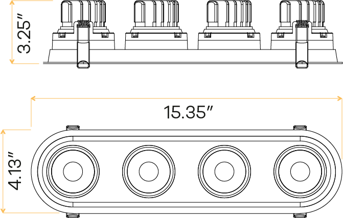 3.5" Oval Four Head Regress Gimbal White