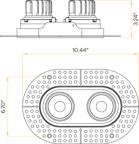 3.5" Oval Double Head Regress Gimbal Trimless Black