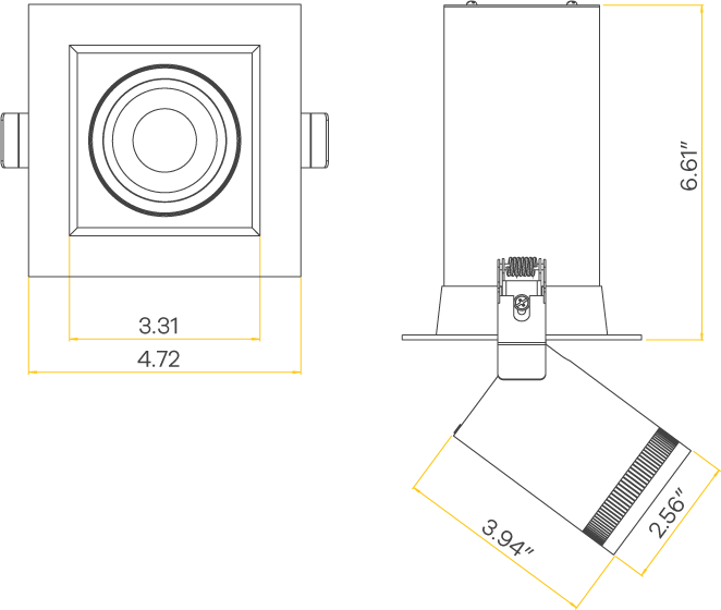 3” Square Retractable Downlight White