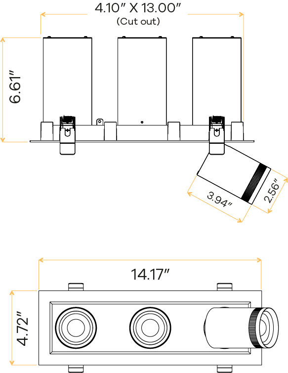 3” Triple Head Retractable Multiple White