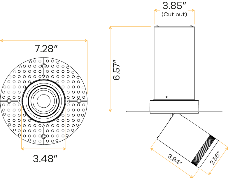 3” Round Retractable Trimless Black