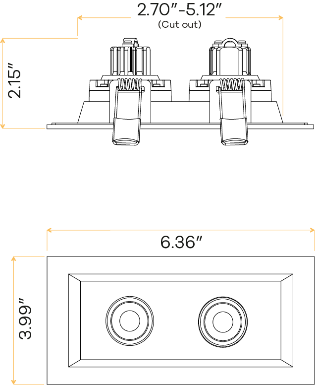 2” Double Head Regress Multiple Gimbal White