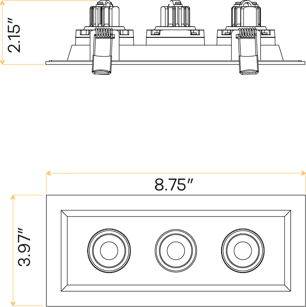2” Triple Head Regress Multiple Gimbal White