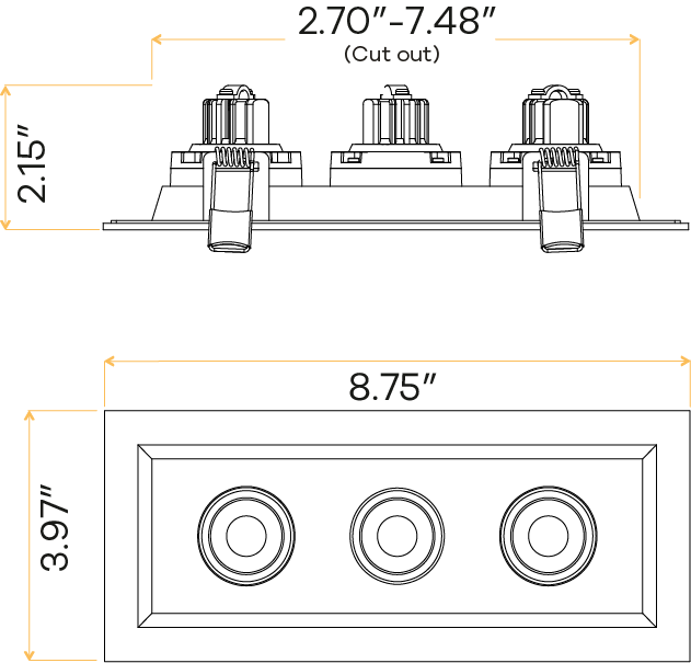 2” Triple Head Regress Multiple Gimbal White
