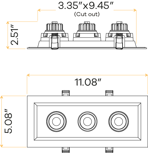 3” Triple Head Regress Multiple Gimbal White