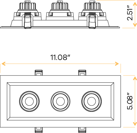 3” Triple Head Regress Multiple Gimbal White