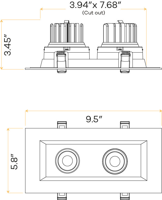 3.5” Double Head Regress Multiple Gimbal Black