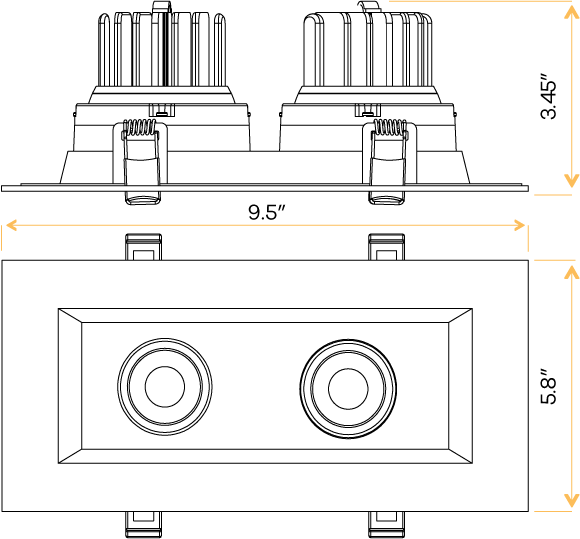 3.5” Double Head Regress Multiple Gimbal Black