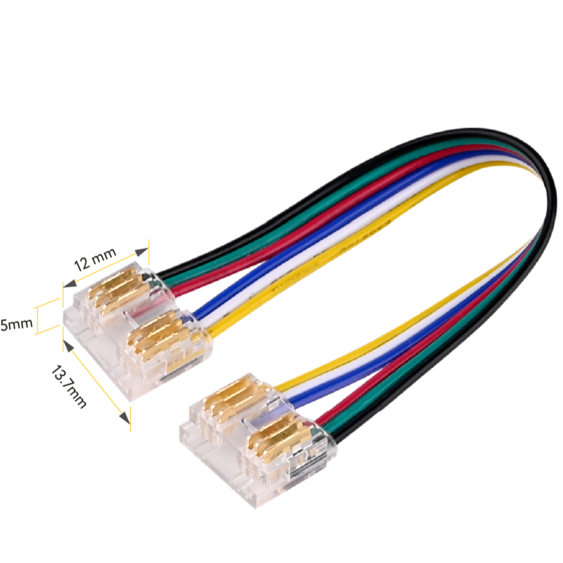 Clear RGBWW Connector with 6" Wire 5PK