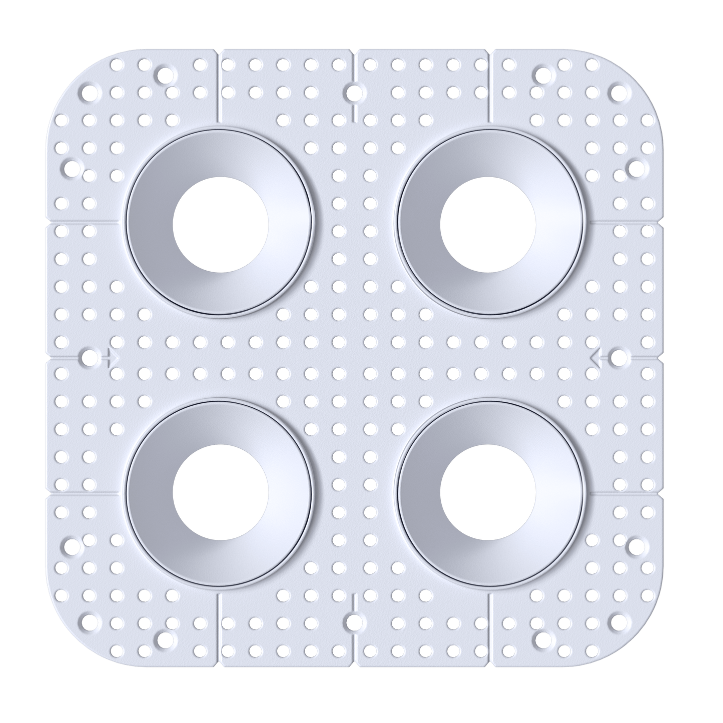 3 Inch Round Quadruple Head Trimless Square-Kit