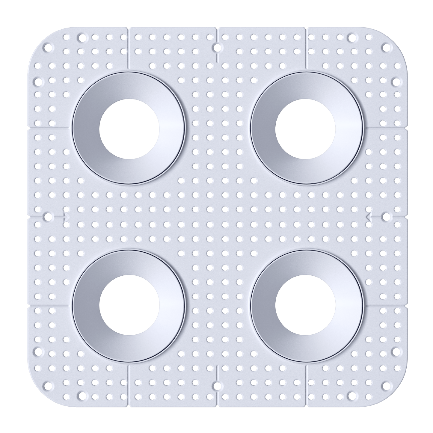 4 Inch Round Quadruple Head Trimless Square-Kit