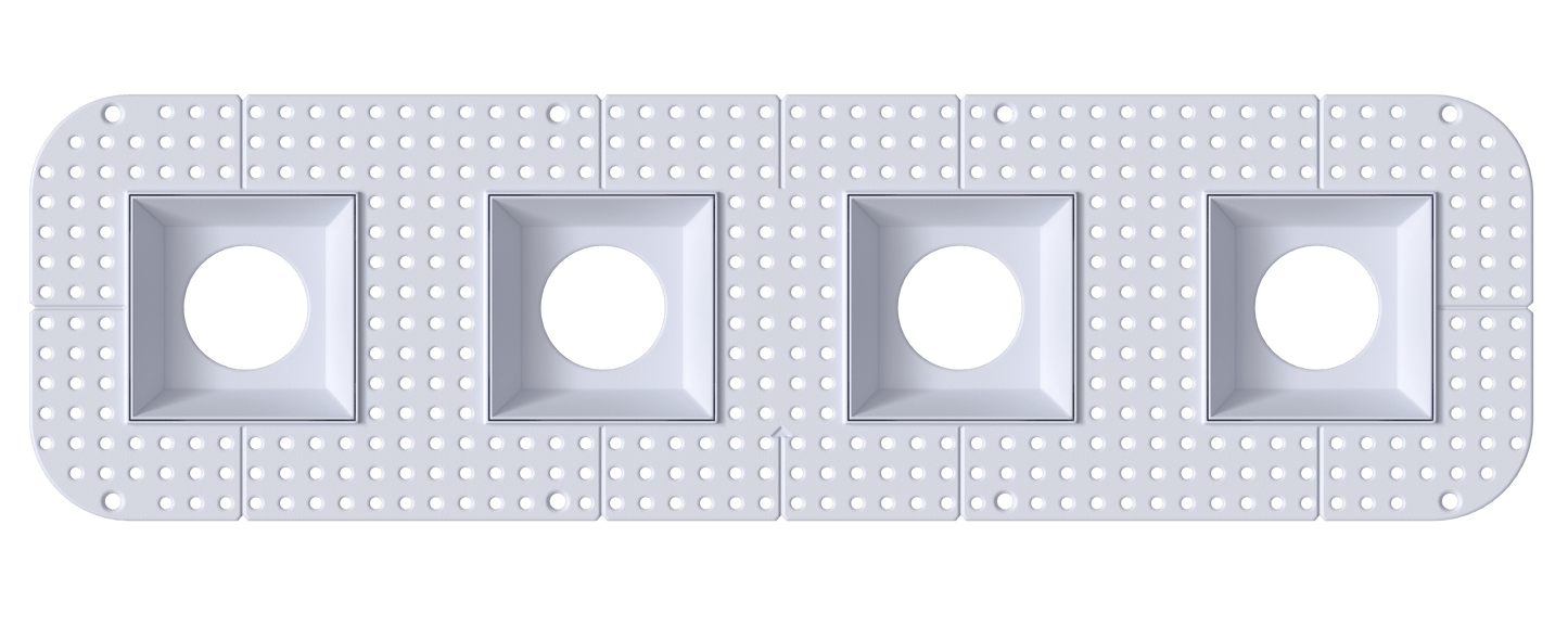 3.5 Inch Square Quadruple Head Trimless Kit