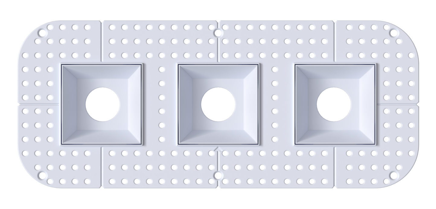 2 Inch Square Triple Head Trimless Kit