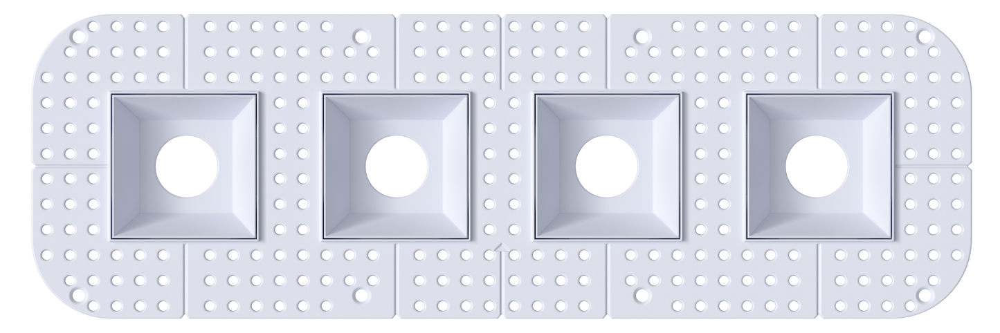 2 Inch Square Quadruple Head Trimless Kit
