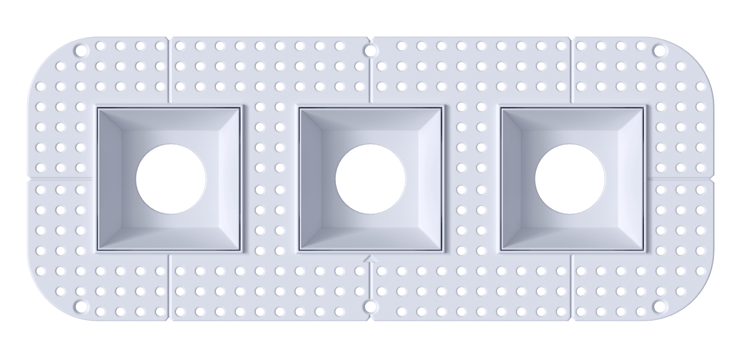 3 Inch Square Triple Head Trimless Kit