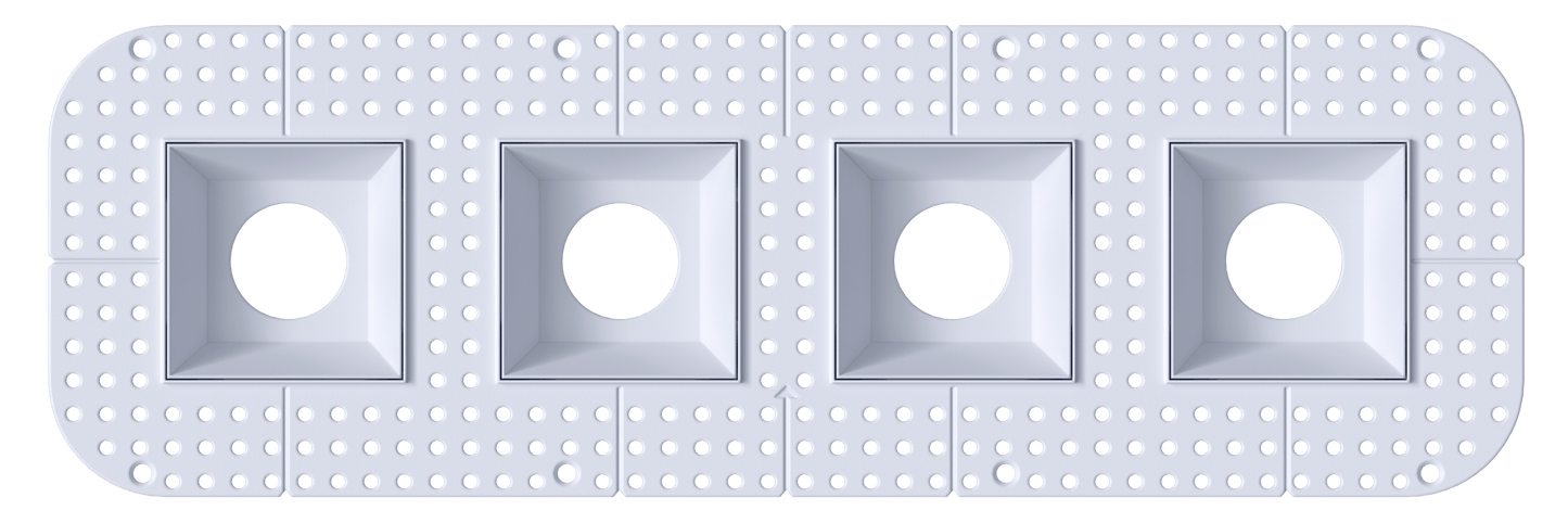 3 Inch Square Quadruple Head Trimless Kit