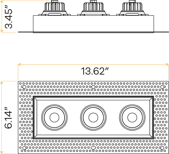 3.5" Triple Head Trimless Regress Multiple Gimbal White