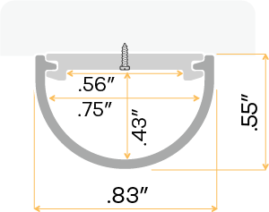 1/2" Aluminum Surface Mount Rounded Cover Channel