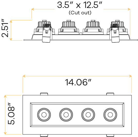3” Four Head Regress Multiple Gimbal Black