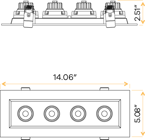3” Four Head Regress Multiple Gimbal White