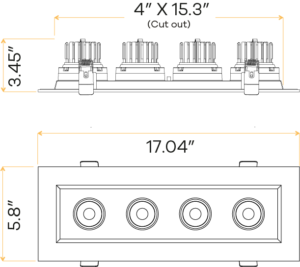 3.5” Four Head Regress Multiple Gimbal Black